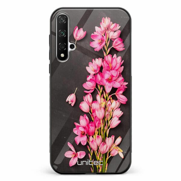 Huawei Honor 20 Huawei nova 5t unitec suojakuori Pink Flowers on Carbon Grey Background