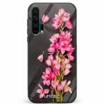 Huawei Honor 20 Pro unitec suojakuori Pink Flowers on Carbon Grey Background