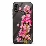 Huawei Honor 9X Lite unitec suojakuori Pink Flowers on Carbon Grey Background