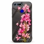 Huawei Honor View 20 unitec suojakuori Pink Flowers on Carbon Grey Background