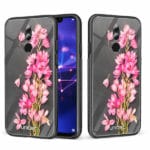 Huawei Mate 20 Lite unitec suojakuori 2 Pink Flowers on Carbon Grey Background