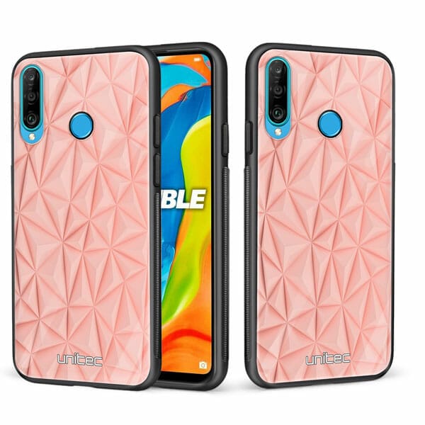 Huawei P30 Lite unitec suojakuori 2 Salmon Pink Shapes