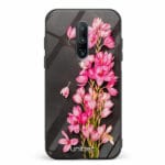 OnePlus 7 Pro unitec suojakuori Pink Flowers on Carbon Grey Background