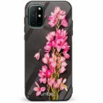 OnePlus 8T unitec suojakuori Pink Flowers on Carbon Grey Background
