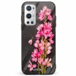 OnePlus 9 Pro unitec suojakuori Pink Flowers on Carbon Grey Background