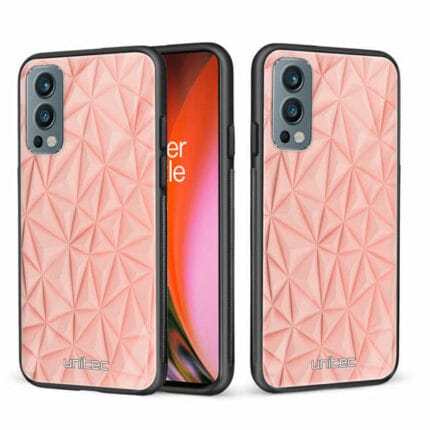 OnePlus Nord 2 5G unitec suojakuori 2 Salmon Pink Shapes