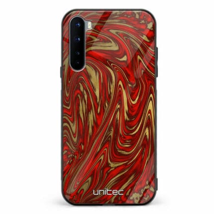 OnePlus Nord unitec suojakuori Red Gold Waves