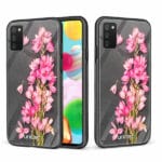 Samsung Galaxy A41 unitec suojakuori 2 Pink Flowers on Carbon Grey Background