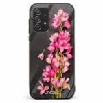 Samsung Galaxy A52 A52 5G A52s unitec suojakuori Pink Flowers on Carbon Grey Background