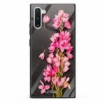 Samsung Galaxy Note 10 unitec suojakuori Pink Flowers on Carbon Grey Background