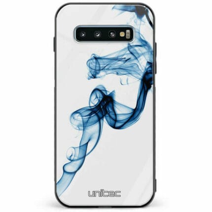Samsung Galaxy S10 Plus unitec suojakuori Blue Smoke on White