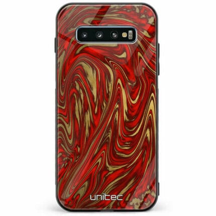 Samsung Galaxy S10 Plus unitec suojakuori Red Gold Waves