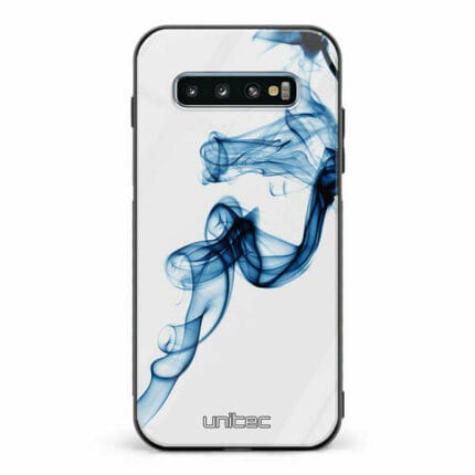 Samsung Galaxy S10 unitec suojakuori Blue Smoke on White