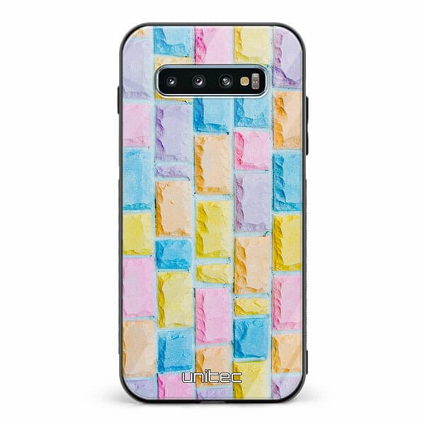 Samsung Galaxy S10 unitec suojakuori Colorful Bricks
