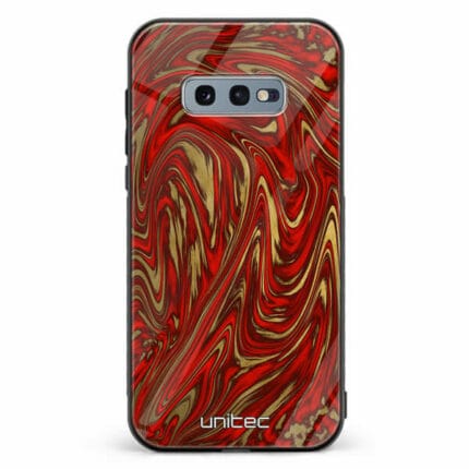 Samsung Galaxy S10e unitec suojakuori Red Gold Waves