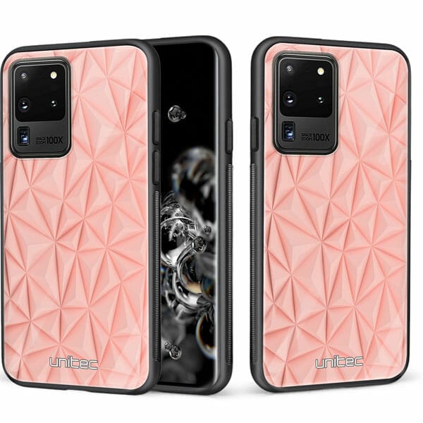 Samsung Galaxy S20 Ultra 5G unitec suojakuori 2 Salmon Pink Shapes