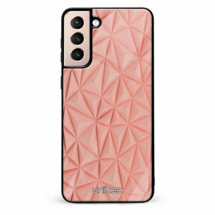 Samsung Galaxy S21 5G unitec suojakuori Salmon Pink Shapes