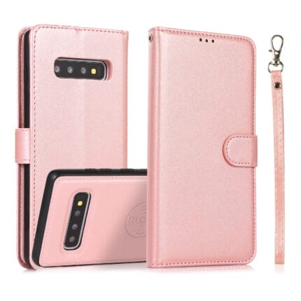 Samsung Galaxy S10 Lompakko Suojakotelo Ruusukulta