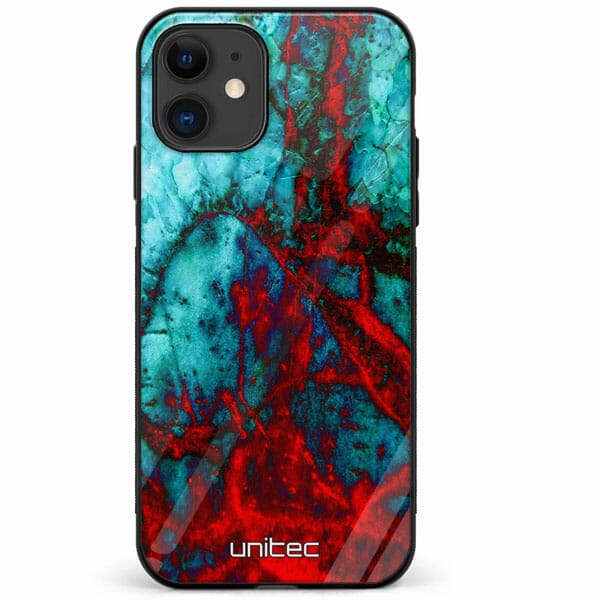 iPhone 12 Mini unitec suojakuori High Contrast Blue Red Marble
