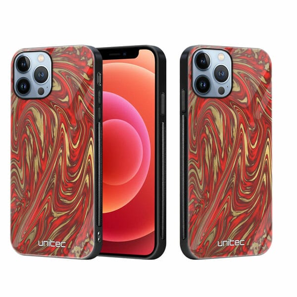 iPhone 12 Pro unitec suojakuori 2 Red Gold Waves