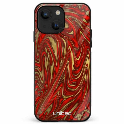 iPhone 13 Mini unitec suojakuori Red Gold Waves