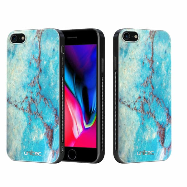 iPhone 7 8 se 2020 se 2022 unitec suojakuori 2 Turquoise Marble