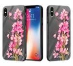 iPhone X unitec suojakuori 2 Pink Flowers on Carbon Grey Background