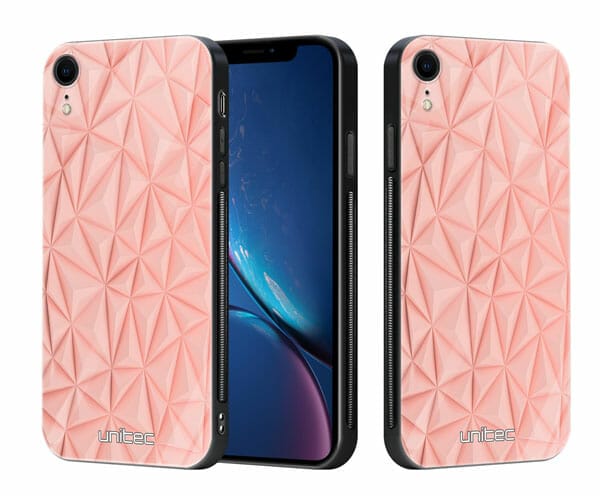 iPhone XR unitec suojakuori 2 Salmon Pink Shapes