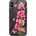 iPhone XS Max unitec suojakuori Pink Flowers on Carbon Grey Background