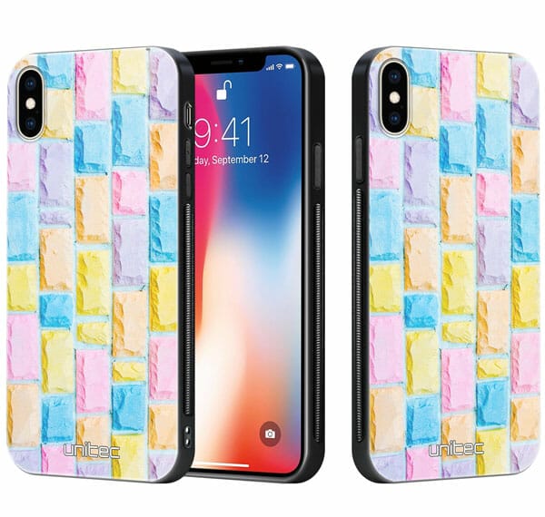 iPhone XS unitec suojakuori 2 Colorful Bricks