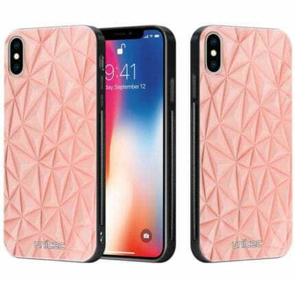 iPhone XS unitec suojakuori 2 Salmon Pink Shapes