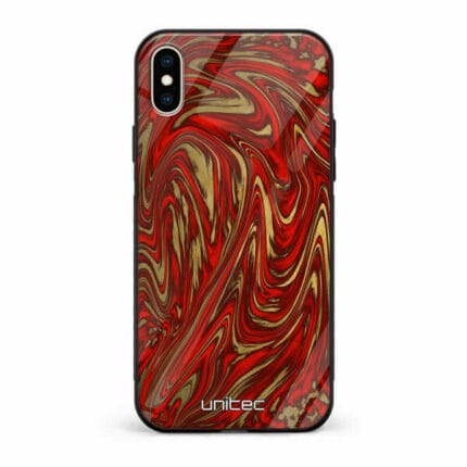 iPhone XS unitec suojakuori Red Gold Waves