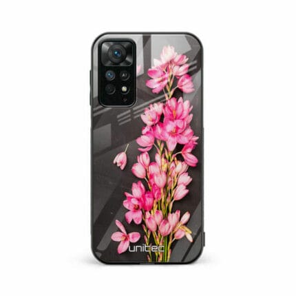 Xiaomi Redmi Note 11 Pro 5G Unitec Suojakuori Pink Flowers on Carbon Grey Background
