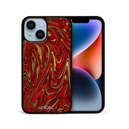 iPhone 15 Pro Magsafe Suojakuori - Red Gold Waves